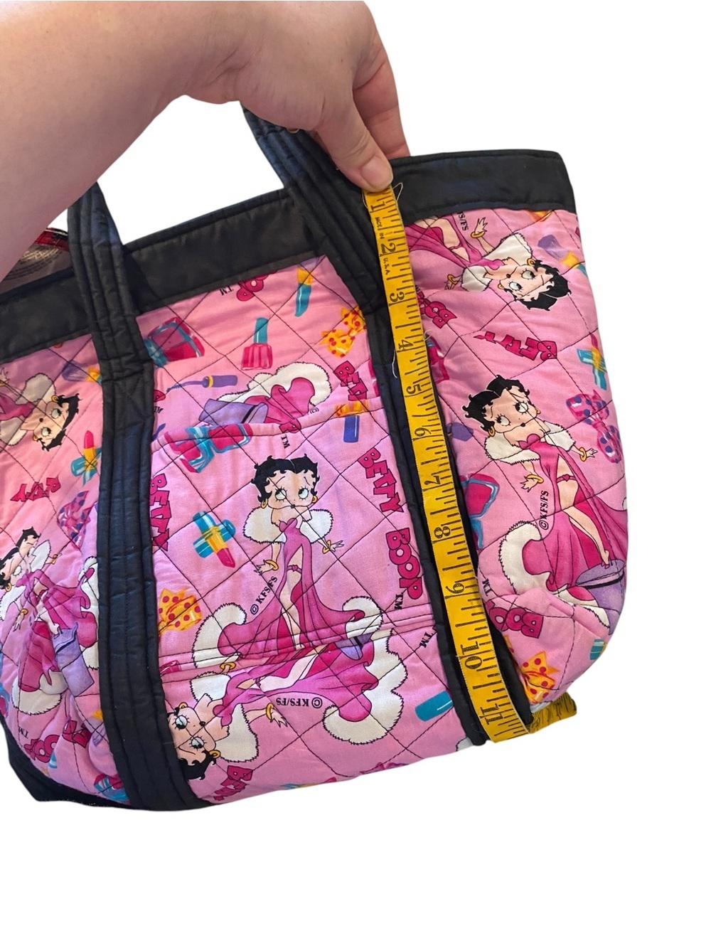 Betty Boop handcrafted quilted tote bag wallet & cosmetic bag Retro Dopamine - Picture 12 of 16